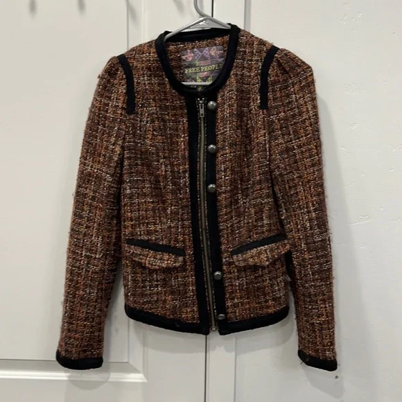 FREE PEOPLE Women's Coco Tweed Jacket Size 4 - Picture 3 of 9
